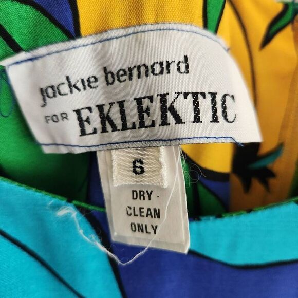 Vintage Midi Dress Jackie Bernard Eklektic Womens 6 Floral Made in USA Fit and F - Picture 5 of 7